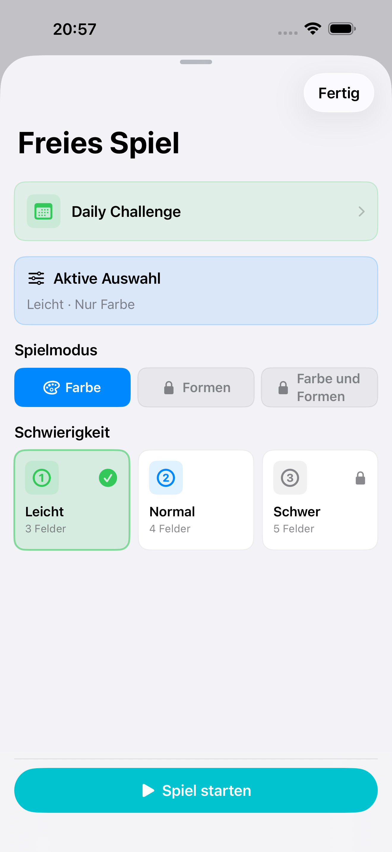 Auswahl für das freie Spiel auf dem iPhone