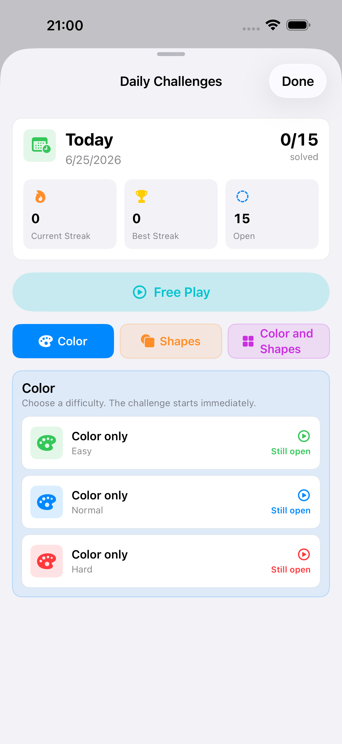 Daily Challenges on iPhone