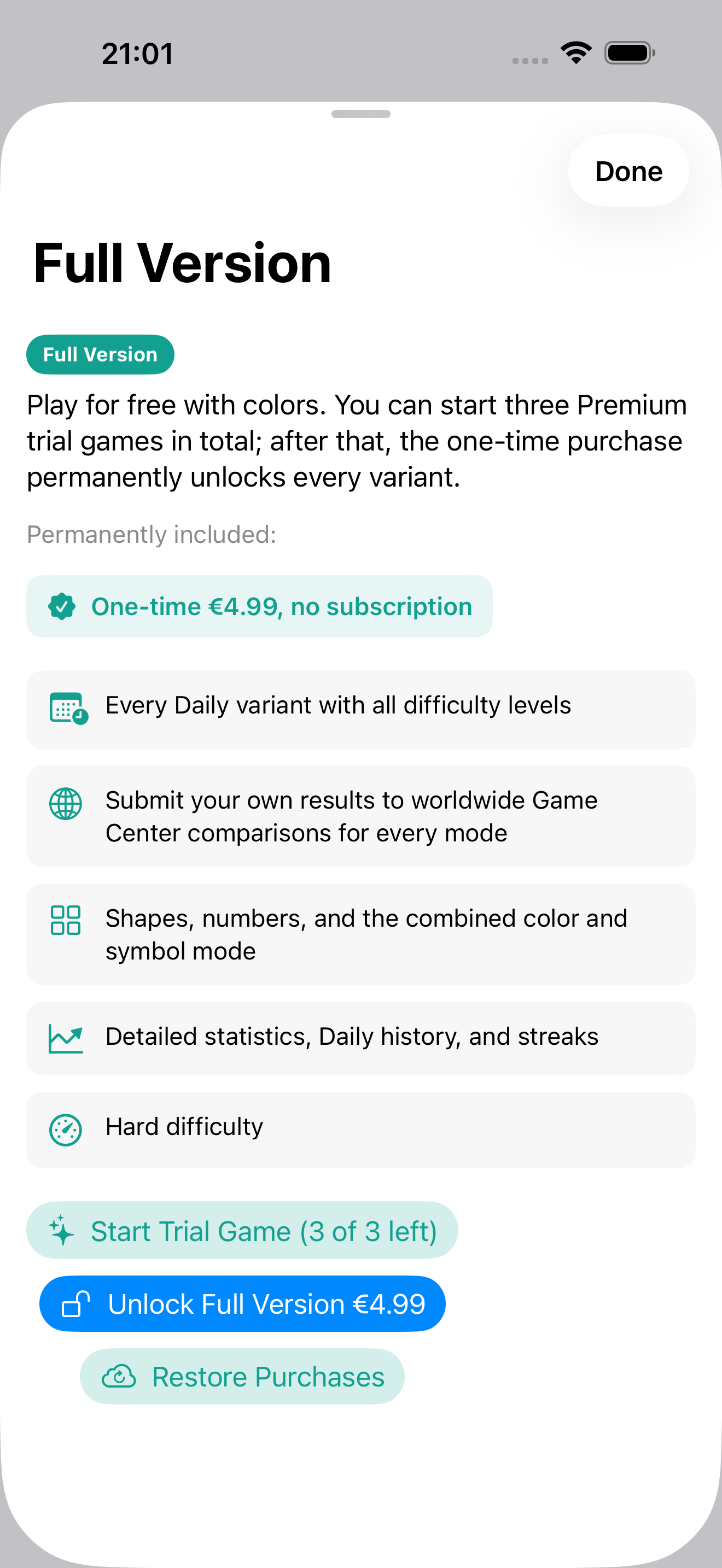 ColorShapeCode full version on iPhone